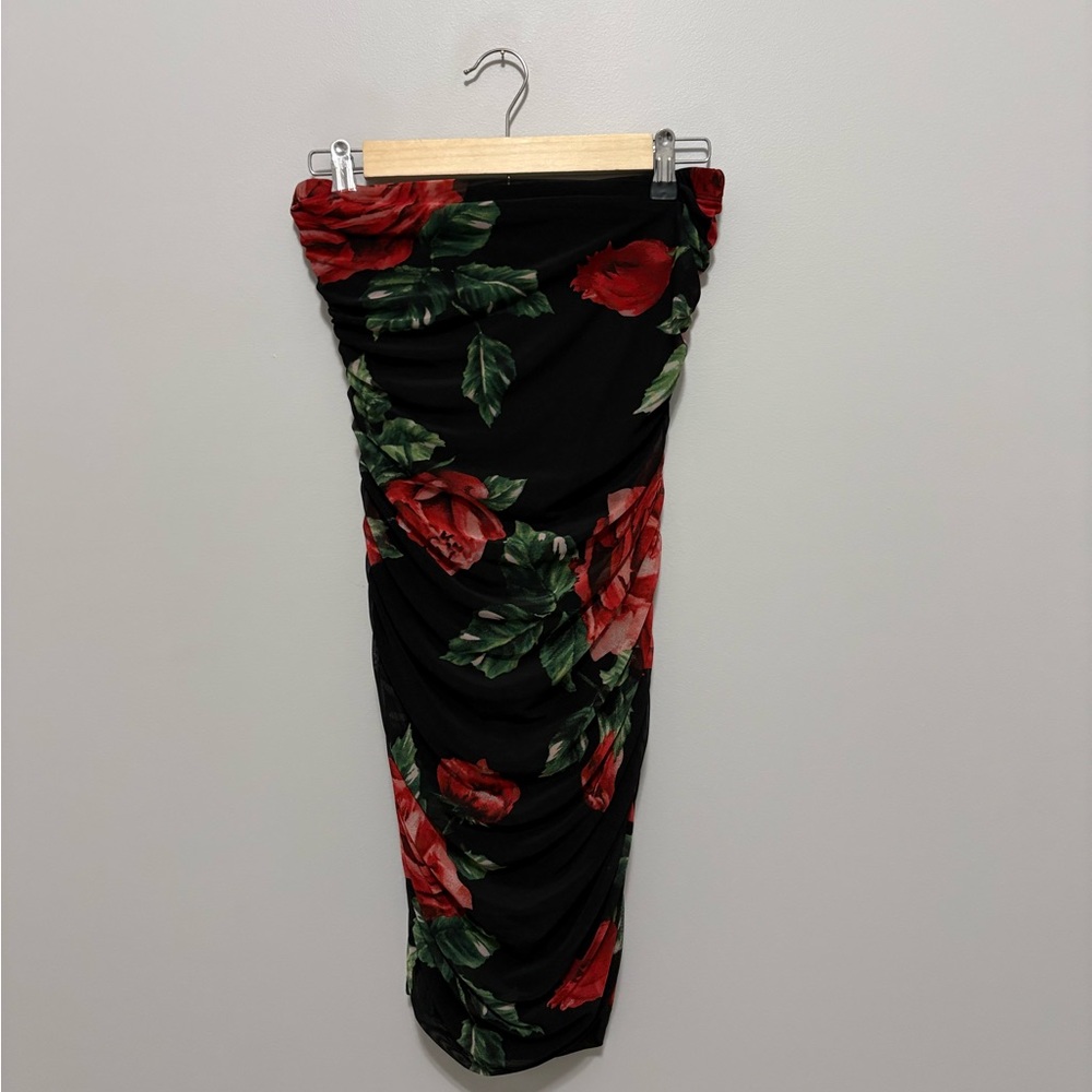 Y2K Inspired Rose Tube Top Dress